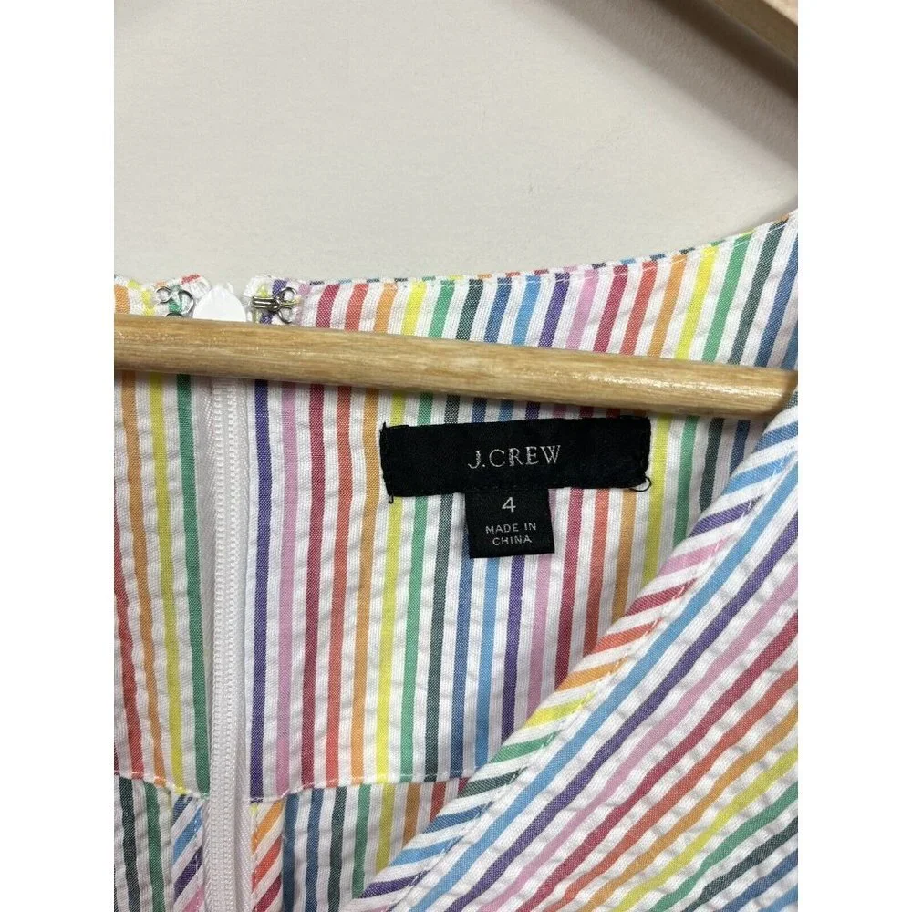 J. Crew Pastel Multicolor Striped V-Neck Peplum Top